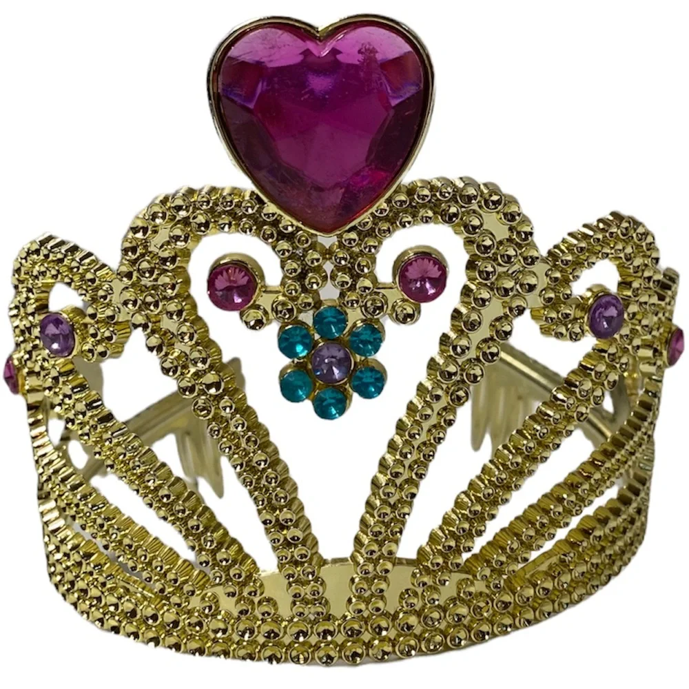 Princess Crown Tiara Girls Fairytale Castle Dress Up Costume Gold Gemstone Jewel